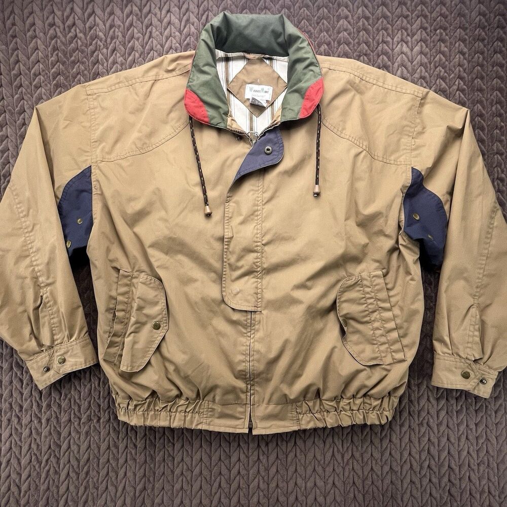 Vintage Winner Mate Jacket Mens Large Brown Vented Bomber Windbreaker Zip Snap